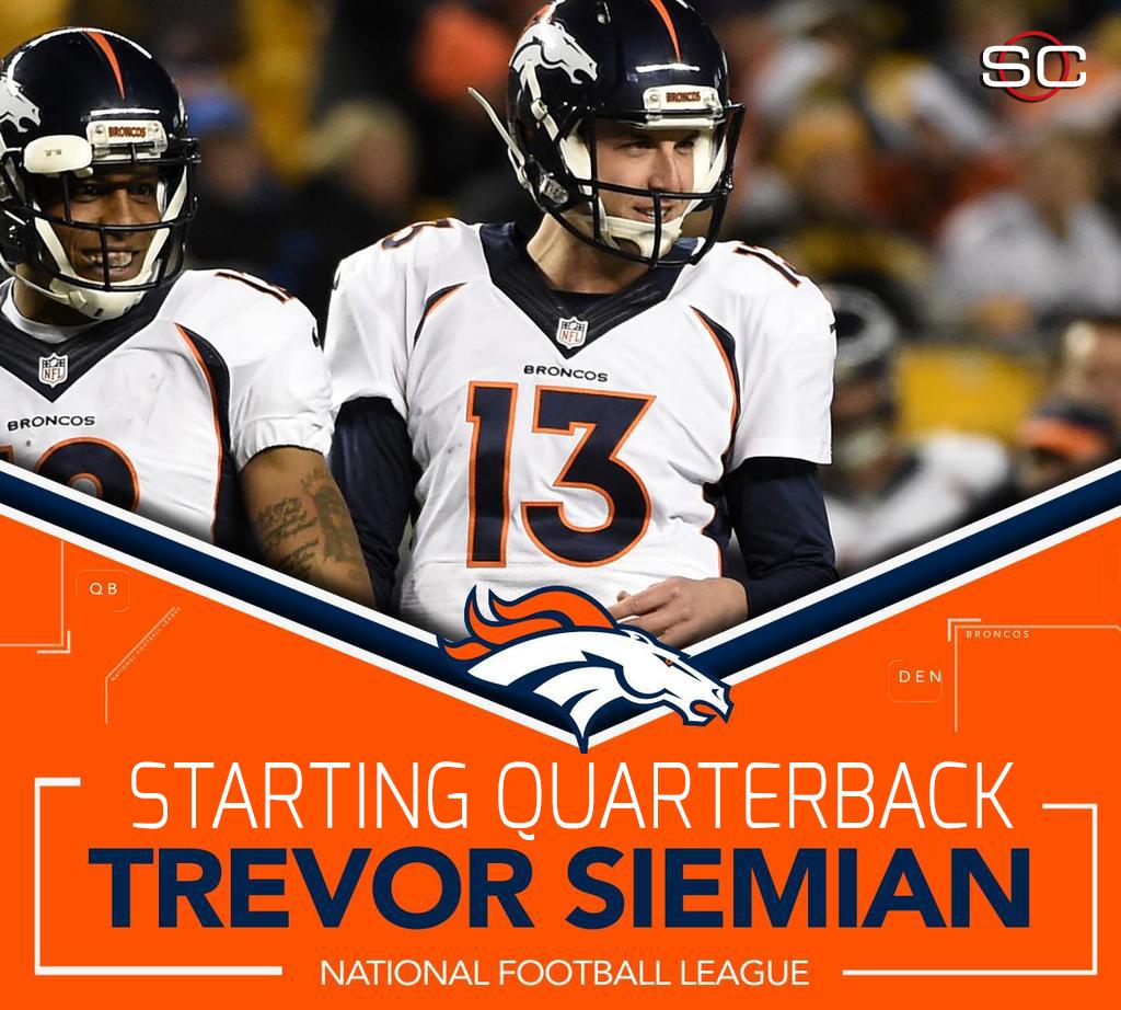 SportsCenter's tweet image. THIS JUST IN: Trevor Siemian has been named starting QB for the Broncos.