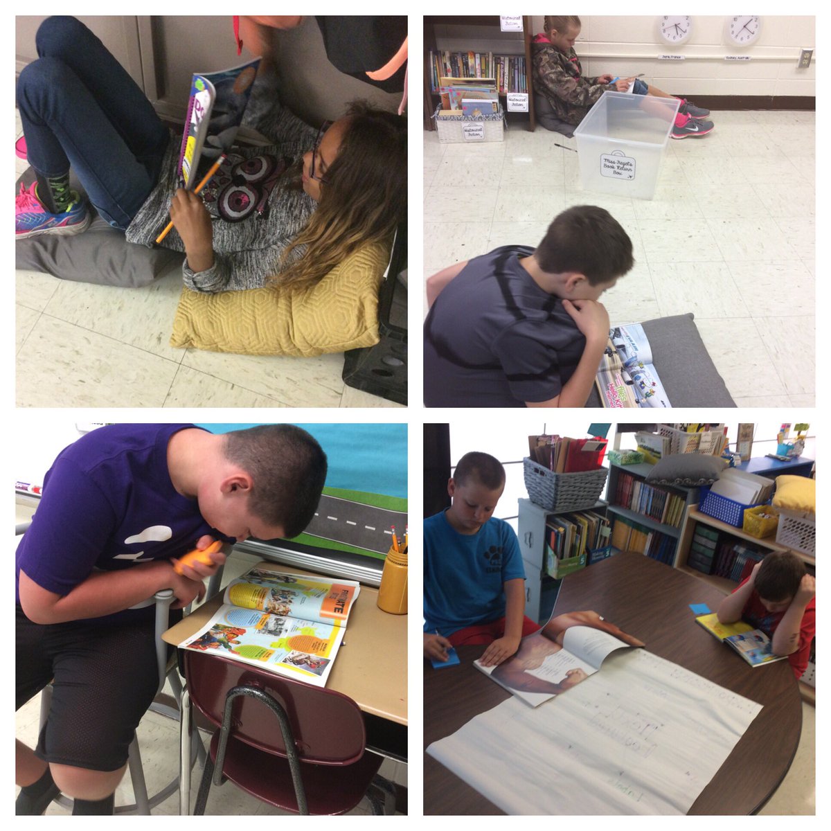Shewell_In_6th's tweet photo. Discovering #textfeatures & annotating w/ sticky notes during #IDRTime w/ NF texts. #essd40excels #room12adventures https://t.co/DPOKXjglI7