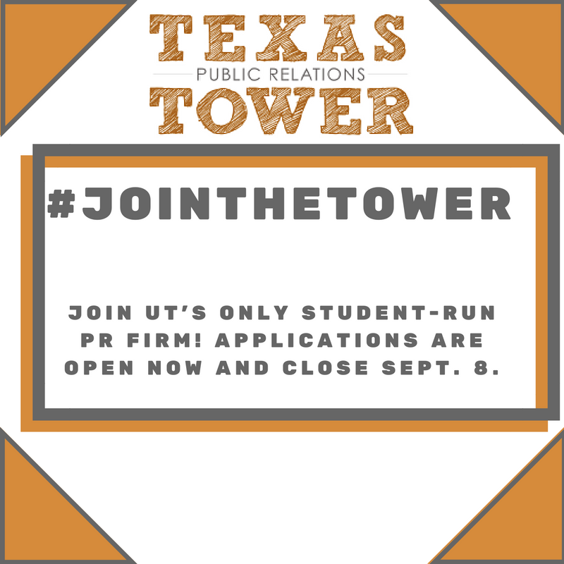 TexasTowerPR's tweet photo. Do you want to #JoinTheTower? Texas Tower applications are now LIVE! Click here to apply: https://t.co/WtIBhDsaRd https://t.co/OmR5O3CPqY