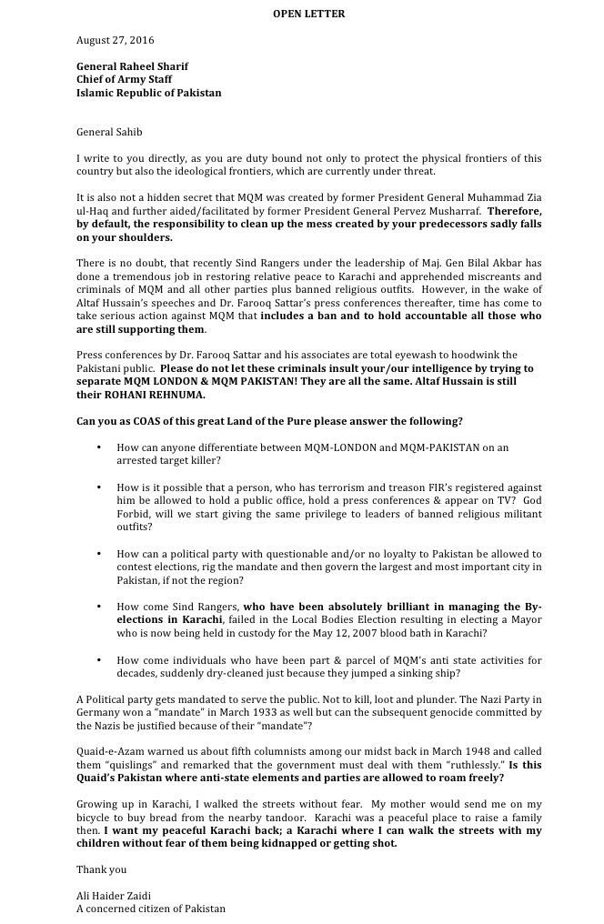 ameerabbas84's tweet photo. @AliHZaidiPTI writes open letter to COAS. Seems more ppl will write him in near future @AsimBajwaISPR
@PTIofficial https://t.co/CclY7D5JT6