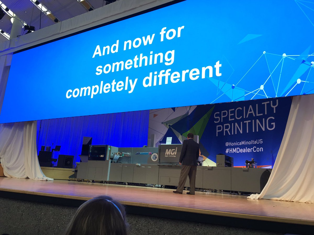 Latest web fed roll fed #labelprinting device from #Konicaminolta. Crazy aftermarket #KMDealerCon