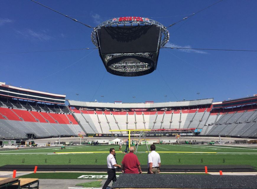 Transformation of Bristol Motor Speedway into football field is on