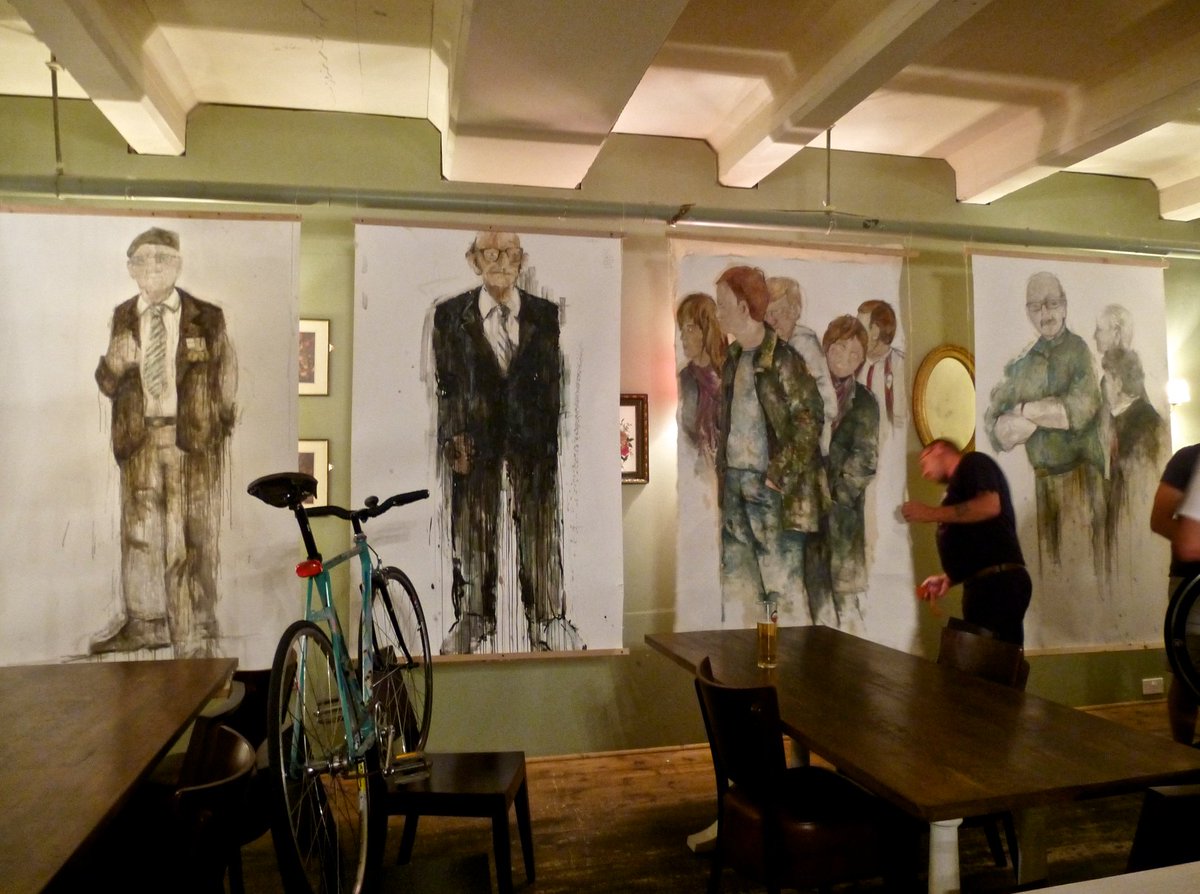 Some of the wonderful artwork by Sam Boulton exhibited after <a href="/MassLeics/">CriticalMassLeics</a> in his memory #SamBoulton #safercycling