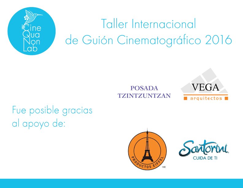 CineQuaNonLab's tweet photo. #CineQuaNonLab2016 fue posible gracias al patrocinio y apoyo de: @Imcine @VirreydeMendoza #VillaDAcqua https://t.co/KDcWKVeYys