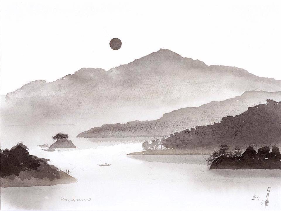 ผลงานของ Anno Mitsumasa ใช้สีเดียว แต่มีหลายน้ำหนัก เกิดระยะใกล้-ไกล ที่สำคัญวาดรูปแล้วมีอากาศและแสงแดด