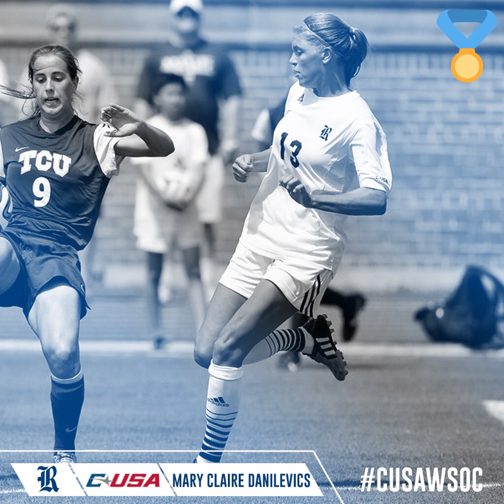 CUSASoccer's tweet photo. Congratulations to @RiceSoccer's Mary Claire Danilevics, #CUSAWSOC Defensive Player of the Week for Aug. 29! ⚽️🏅 https://t.co/mBWsJERumb
