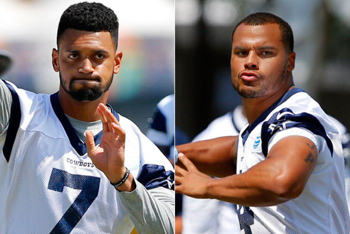 SportiumBetMX's tweet photo. Los #quartebacks Dak Prescott y Jameill Showers buscan su lugar en los vaqueros de @dallascowboys #NFL https://t.co/fH9JrfsG9N