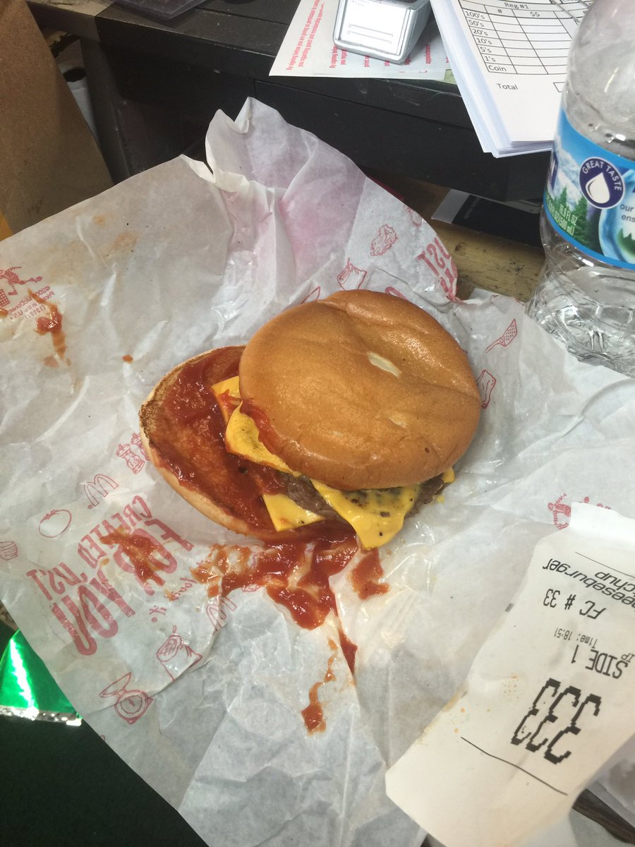 Benjae's tweet photo. @McDonalds is this acceptable standards? Store # 33197 in Brooklyn Park MN Btw it was cold as well New triple cheese https://t.co/YKcBUKf2de