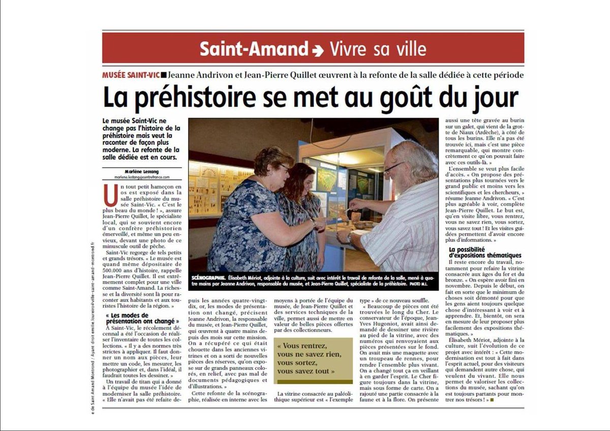SAM18200's tweet photo. La #préhistoire se met au goût du jour au #musée #StVic @SAM18200 en @RCValdeLoire !
Article @leberry_fr https://t.co/IJOqmez1vm