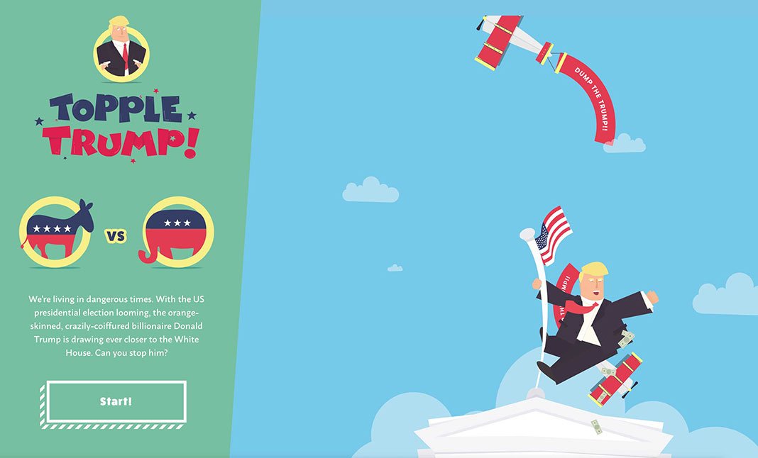 cssdesignawards's tweet image. Website Of The Day is Topple Trump 
bit.ly/2byttuD 
by @parallax 
#webdesign #ToppleTrump #webQuiz