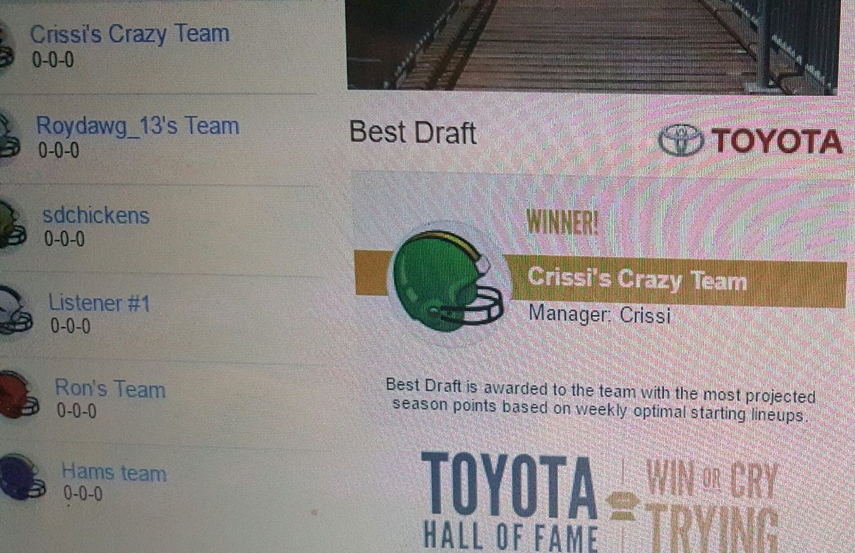 CrissiRaeAllDay's tweet photo. #BestDraft #ScoutArmyElites #FunTimes #NewTeamName #ComingSoon @HeatOveride @kickman10 @XploytedDFS @jokerchad https://t.co/ULQQVOn2yj