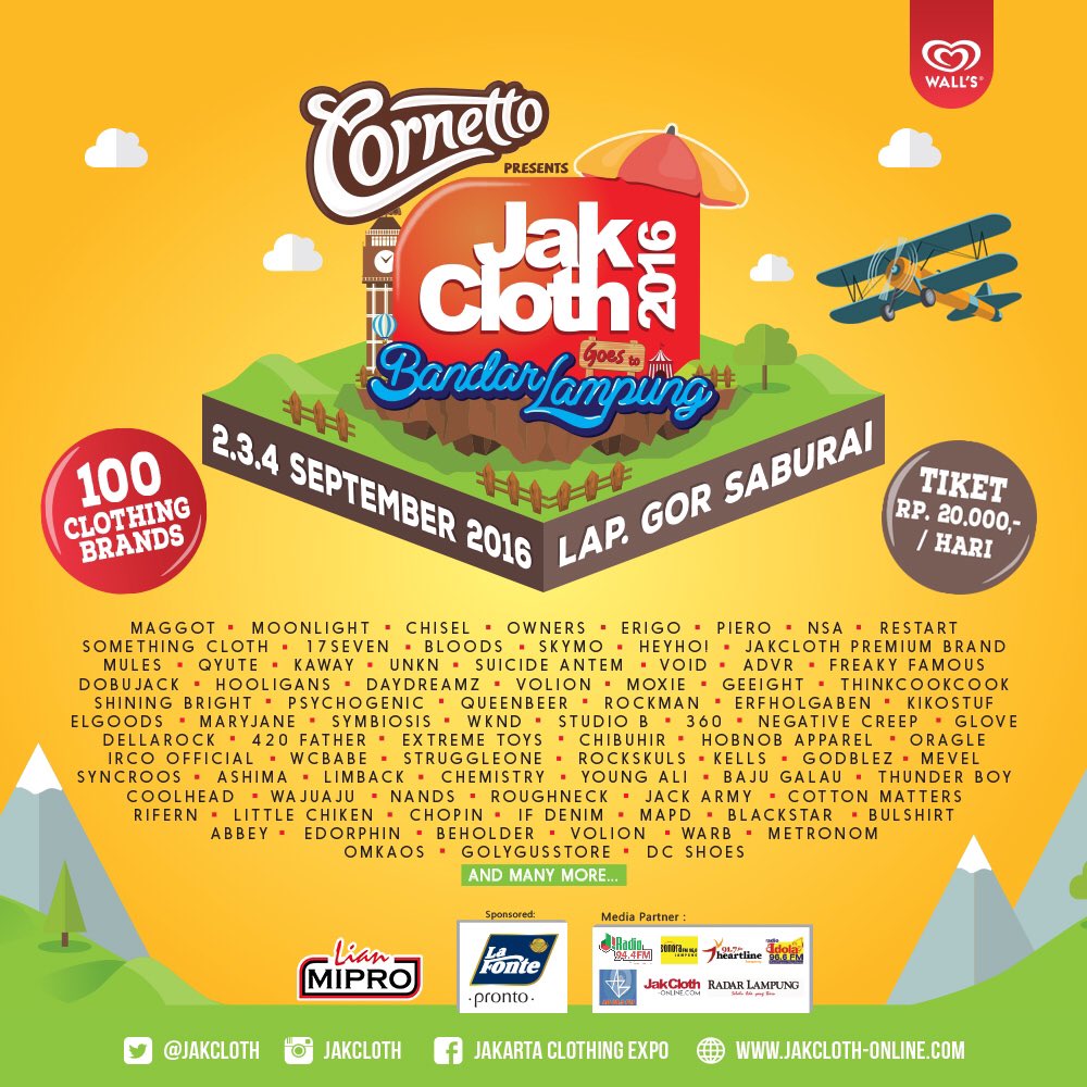 JakCloth (@jakcloth) on Twitter photo RT kalo kalian udah ga sabar pengen nonton @jakcloth Goes to Lampung!! <a href="/CornettoID/">Cornetto Indonesia</a> #CornettoID RT kalo kalian udah ga sabar pengen nonton @jakcloth Goes to Lampung!! <a href="/CornettoID/">Cornetto Indonesia</a> #CornettoID