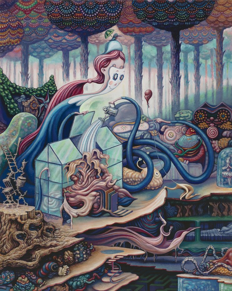 NathanSpoor's tweet photo. The Good Listener - my new painting for #SuggestivismResonance opening this Thursday @Spoke_Art in San Francisco! https://t.co/42BYuKRC84