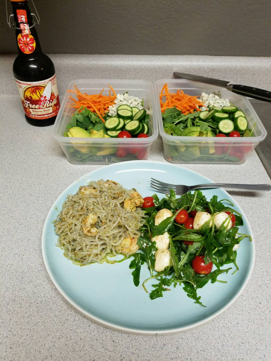 D_VO52's tweet photo. #killinitketo dinner check shrimp/pesto w/ shirataki fiber noodles lunch check https://t.co/J9dq1iZaW5