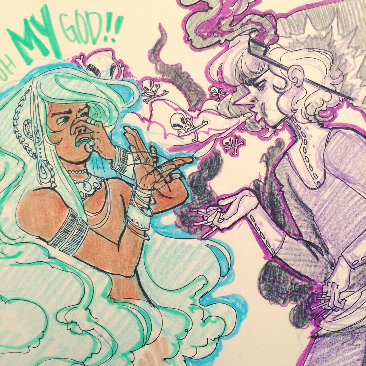deercassette's tweet photo. I love my gf a lot so I drew her OCs being terrible #twwe https://t.co/FGTgrP8bW4