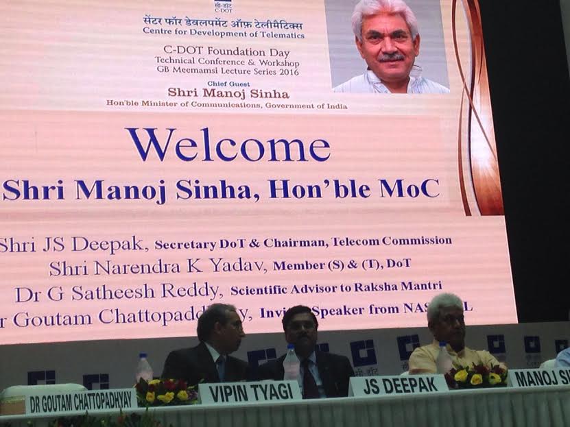 DoT_India's tweet photo. Shri  @manojsinhabjp, Hon'ble MoC addressing today on 33rd Foundation day of @CDOT_India at New Delhi .1/2 https://t.co/mryBEL2ULD