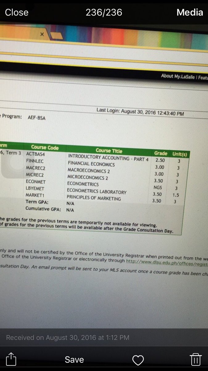 MrElegantShot's tweet photo. DL si daughter. 👏🏻👏🏻👏🏻 Congrats Leah. #DLSUTAFT #AppliedEconomicsMajorInFinanceAndAccountancy #doubledegreeprogram https://t.co/7iFPBAsNvL
