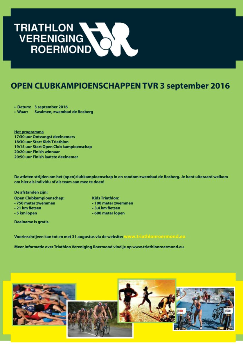 Heb jij je al (gratis) ingeschreven voor onze open clubkampioenschappen? #triatlon #triatlon triathlonroermond.eu