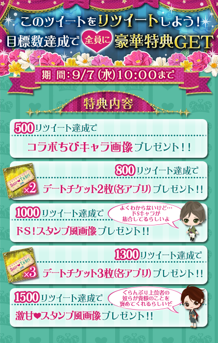 volkoi_official's tweet photo. 【#モテ彼グランプリ】
モテ彼グランプリ開催記念★RTキャンペーン実施中♪
このツイートをRTするだけ!!
【500RT、800RT、1000RT、1300RT、1500RT達成】でスタンプ風画像とデートチケットプレゼント!! https://t.co/u3T4Xzr4G1