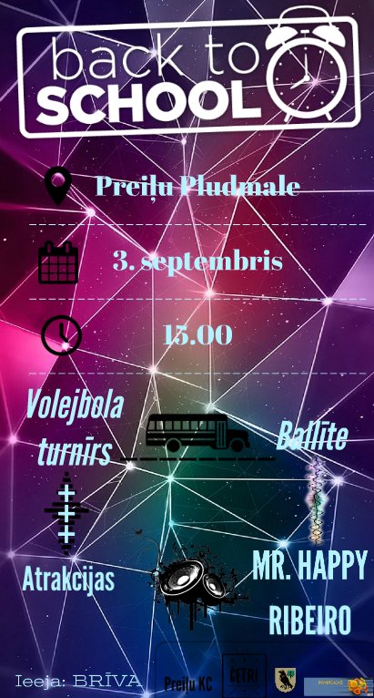 3.septembrī 15:00 @Preiļu pludmale Noteikti būs saulains laiks un pasākums "BACK TO SCHOOL" #jcentrs4 #PreiluNovads