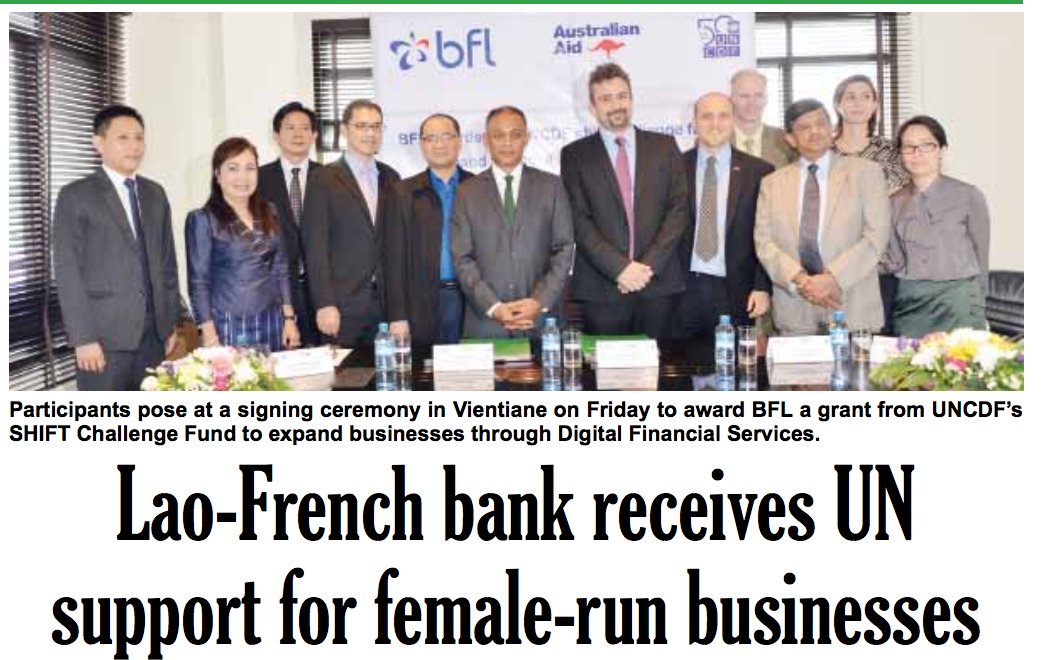 UNCDF's tweet image. Lao-French bank receives #UNCDF50 support for female-run businesses: bit.ly/2bxN7dv @UNCDFSHIFT #WeSHIFT