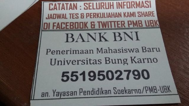 PmbUbk's tweet photo. Mohon segera melunasi pembayaran kuliahmu, agar segera mendapatkan Nomor Induk Mahasiswa dan jaket Almamater.#pmbUBK https://t.co/r9FDSXTIh6