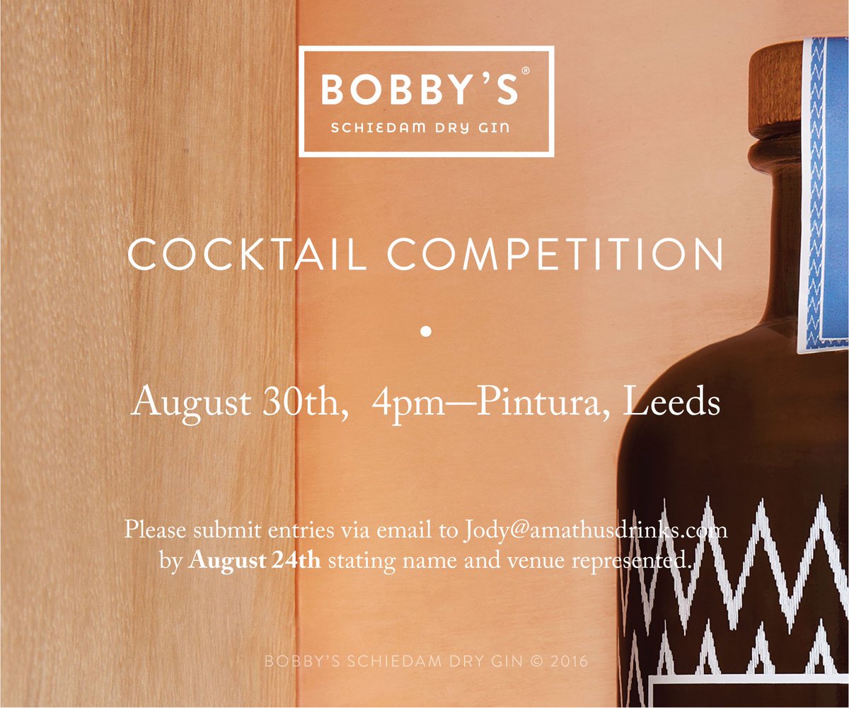 Kicking off the Yorkshire leg of our <a href="/BobbysGin/">Bobby's Gin</a> Twisted Tom Collins competition in 2 hrs <a href="/PinturaKitchen/">Pintura Kitchen</a>