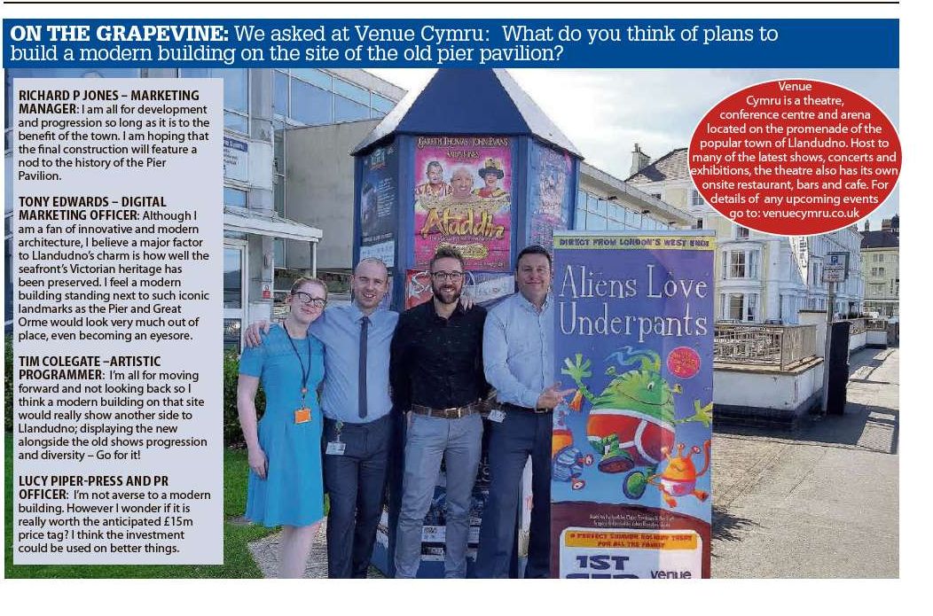 Today we ask On the <a href="/dailypostwales/">DailyPostWales</a> grapevine <a href="/VenueCymru/">Venue Cymru</a> their view on the plans for the pier pavilion in Llandudno