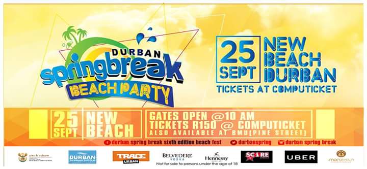 VKMgobhozi's tweet photo. On the September 25th, we bring you #DurbanSpringBreak 6th Edition at New Beach!

Tickets: https://t.co/EjPEtSrGza https://t.co/GgxgHZky1C