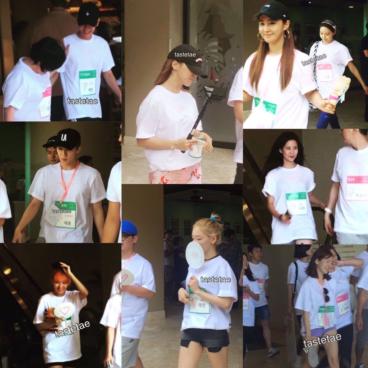SMTOWN Olympic in Hawaii Green Team💚: Luna , Taeyeon , Yuri , Sunny ,  Seohyun , Seulgi , Baekhyun , Sehun., image size:1200x1200