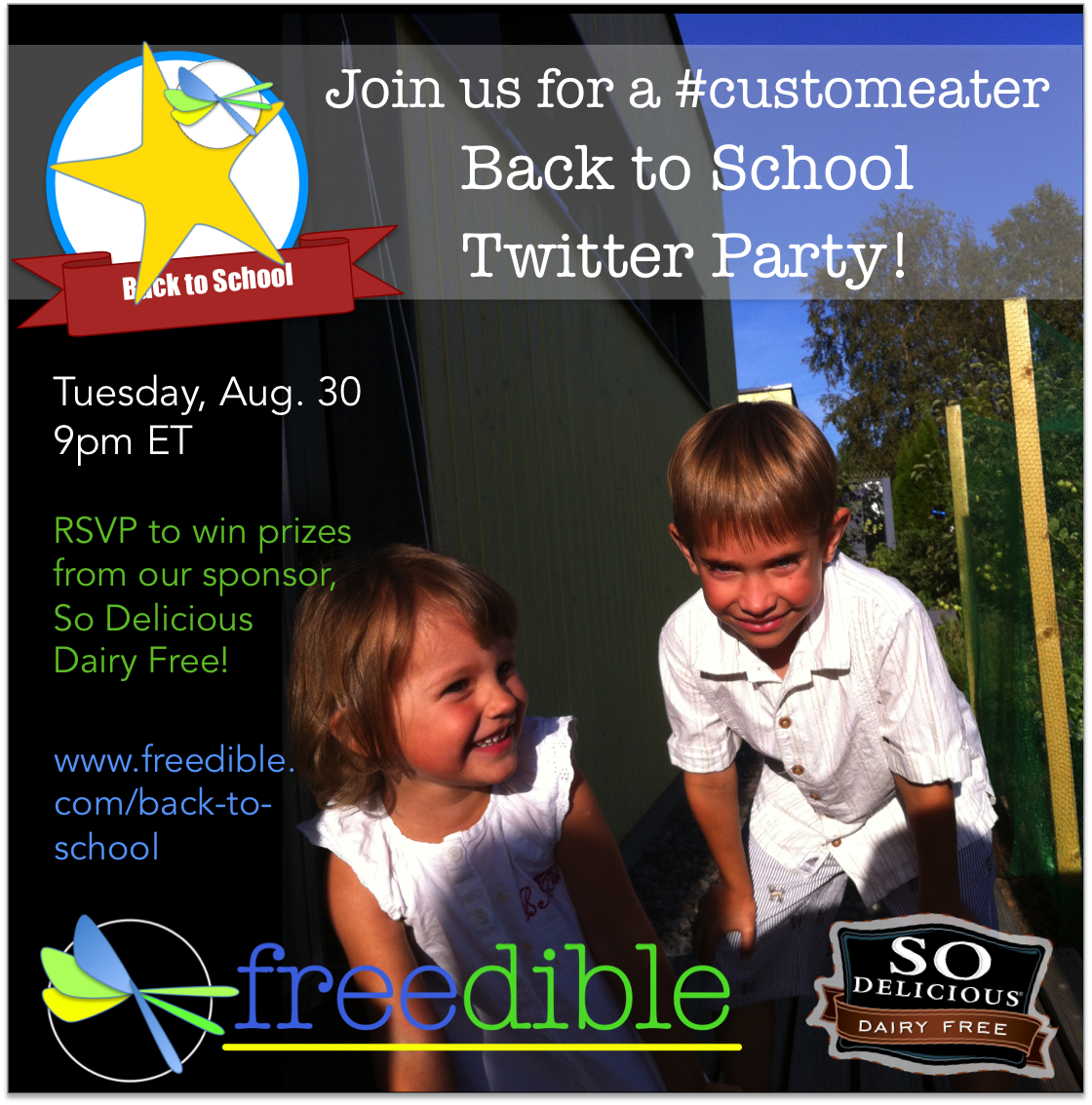 Freedible's tweet photo. Tonight! Join us & @So_Delicious for a #customeater #backtocshool tweetchat! 9pE - RSVP2win! https://t.co/vptxczy4uh https://t.co/B1rtPsKoNr