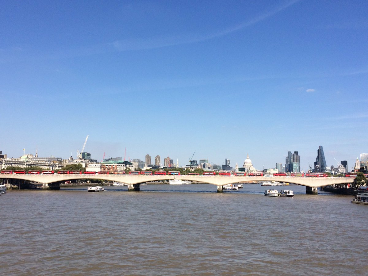 Typical. Wait hours for a London bus and then 26 come along at once... #busjam #waterloobridge