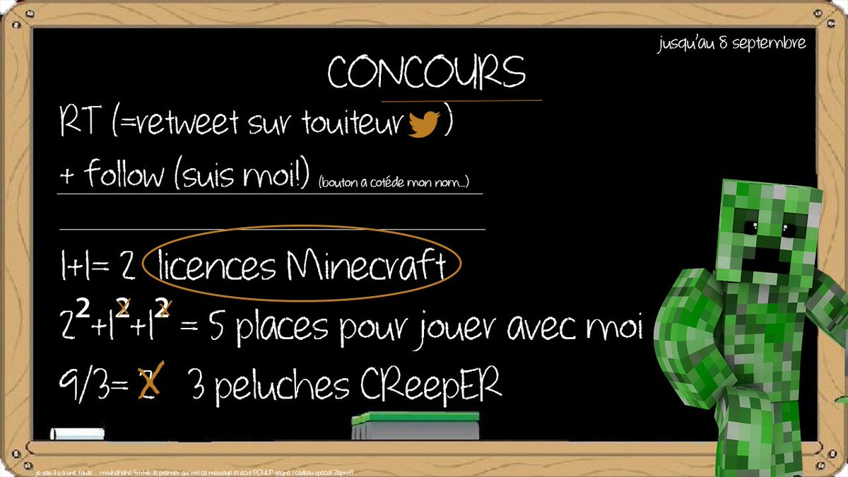 Markkk_333's tweet image. Pour la  #Rentree2016  #concours 2 licences minecraft + 3 Peluches Creepers + 5 Surprises ! #RT + #Follow :)