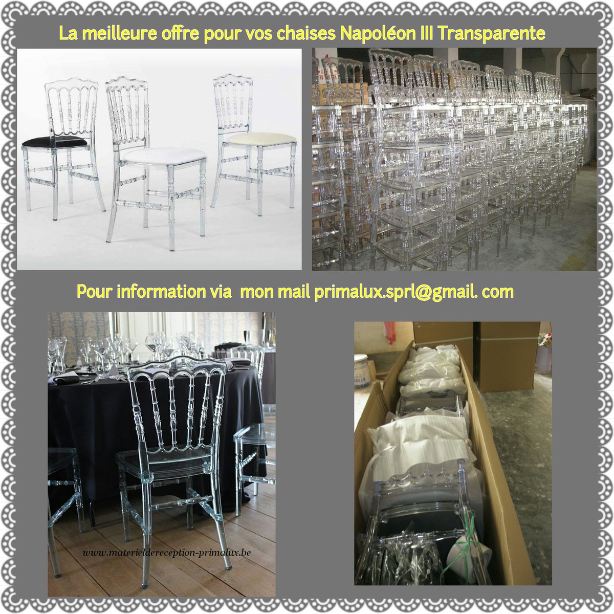 MatdeReception's tweet image. Lancement d'une campagne de chaises Napoléon III Transparente à un prix incroyable.