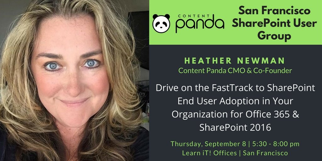 ContentPanda's tweet photo. #SFSPUG is next week. Don't forget to register. https://t.co/kF6tvajc6Y #sharepointusergroup #SharePoint #Office365 https://t.co/mWmytBVaAY