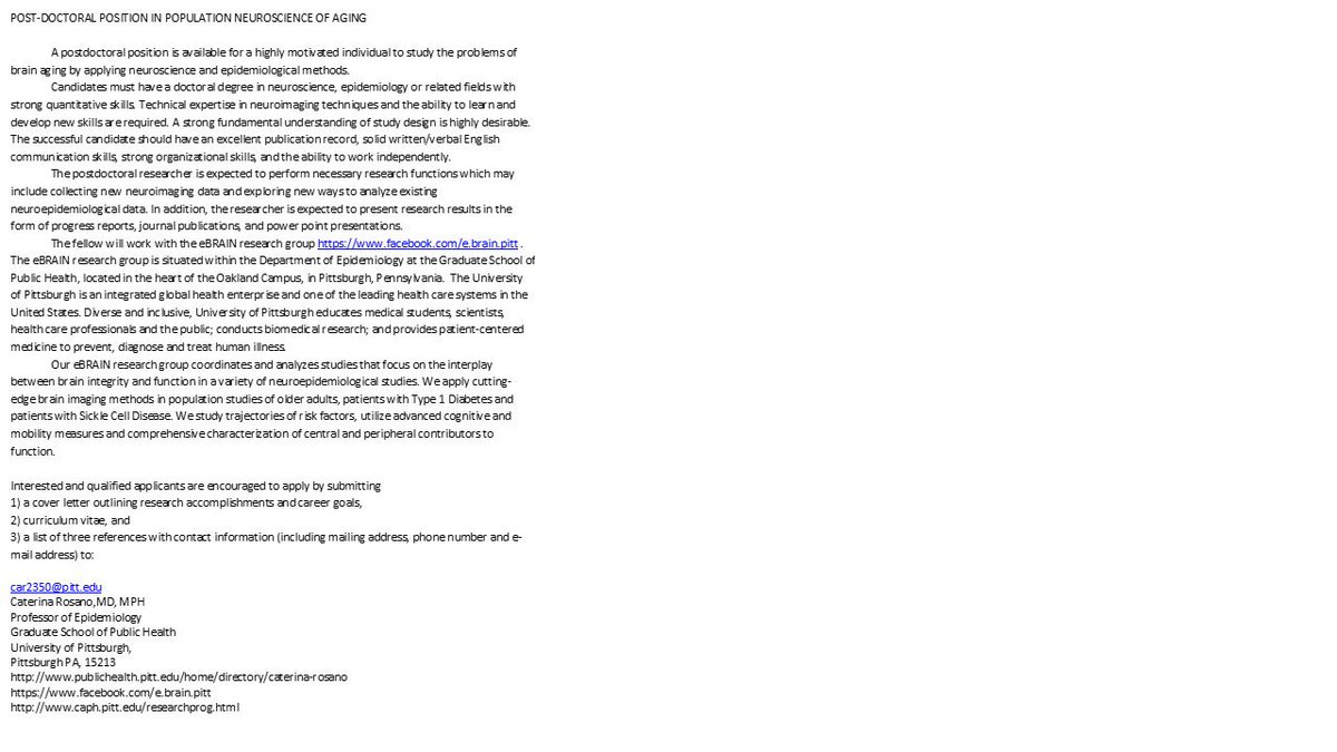 PitteBrain's tweet image. #PostDoc position opening in Neuroscience, Pittsburgh, PA