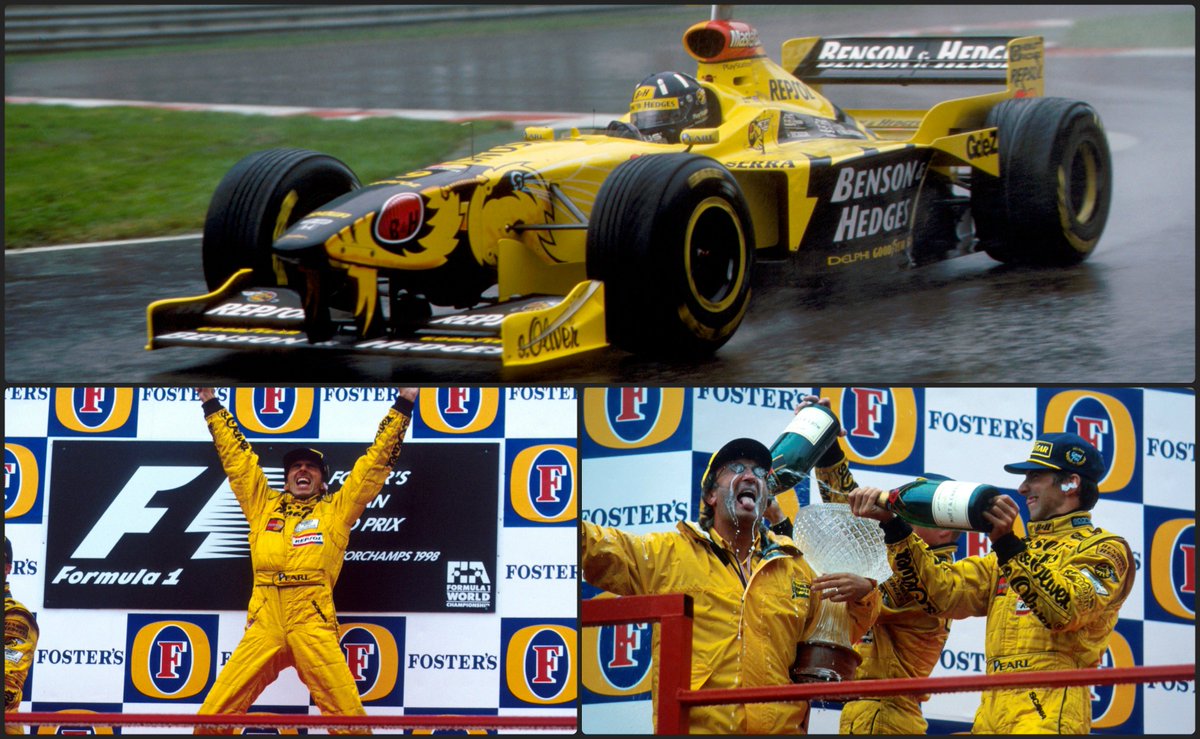 Formula 1 Eddie Jordan Cries Champagne Tears Otd In 1998 As His Jordan Team Clinch First Win At Belgiangp F1