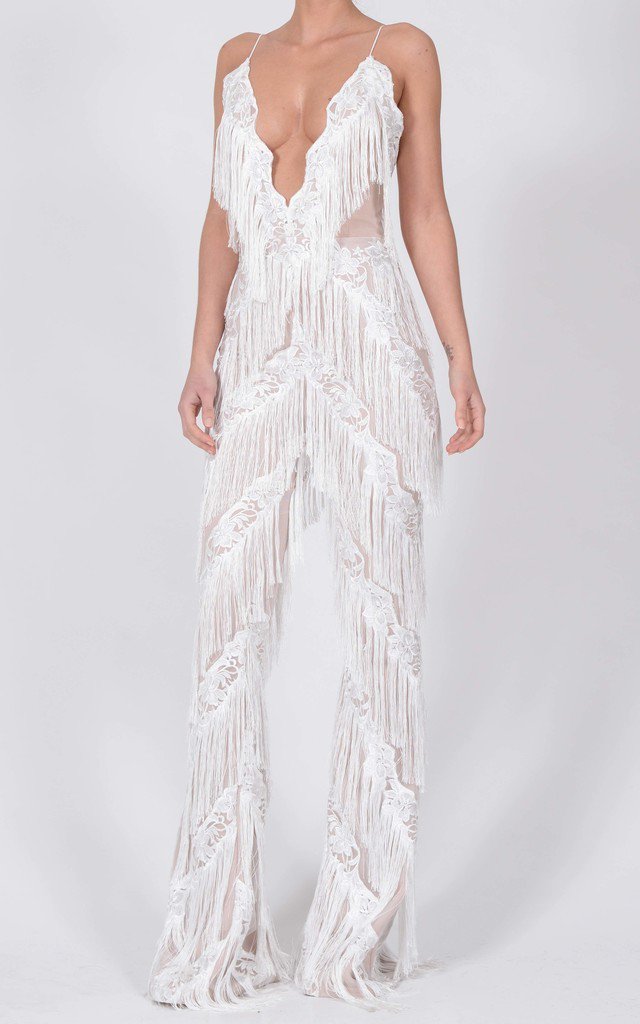 rihanna fringe jumpsuit