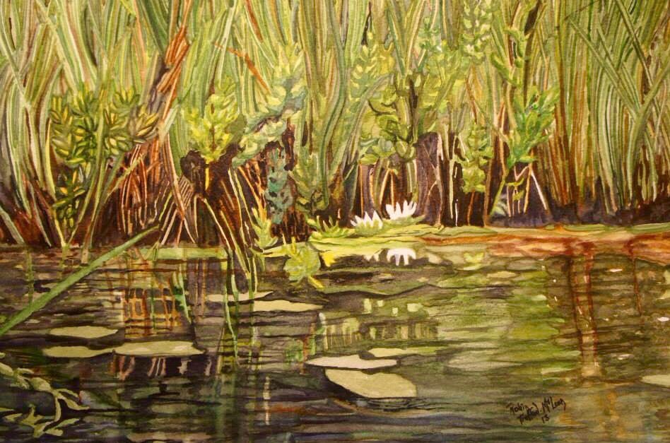 cottagpei's tweet image. #tributary#waterlilies#watercolour#art