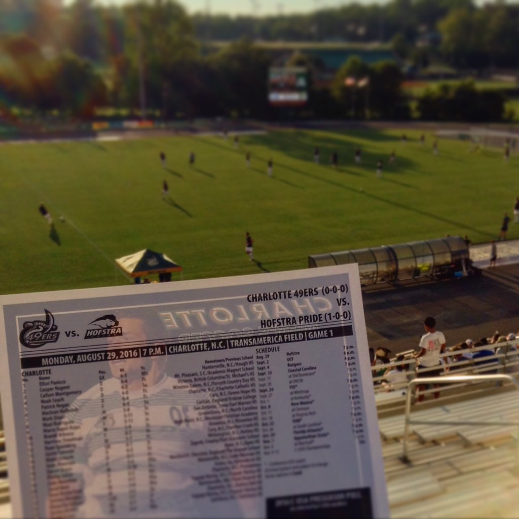 QC_FC's tweet photo. Yesterday, @49ersoccer. Tomorrow, @CLTIndependence. Friday @Charlotte49ers & @49ersWSoccer. #readwatchrepeat https://t.co/BPfn85kLzo