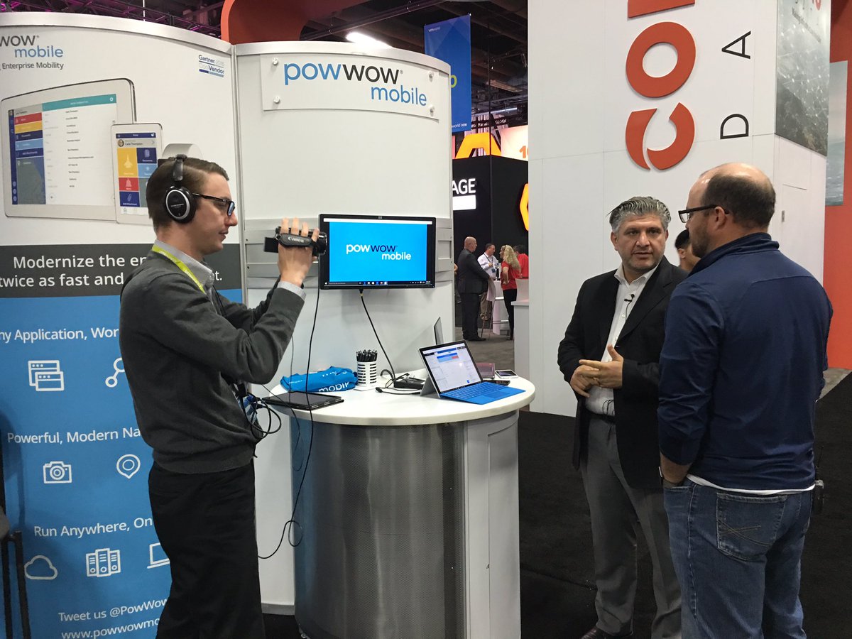 powwowmobile's tweet image. .@jackmadden &amp;amp; @GabeKnuth demoing our #SmartUX platform at #VMworld. Thanks for stopping by, guys!