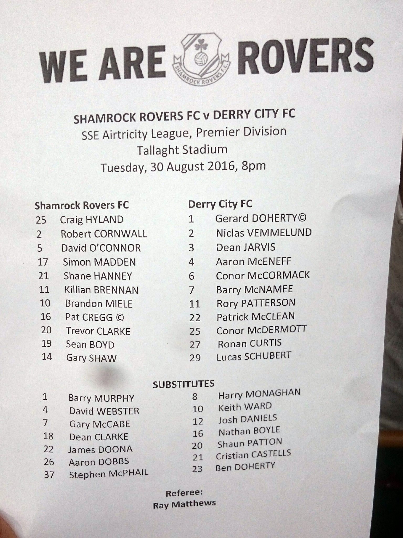 Shamrock Rovers-Derry City: os dois primeiros classificados