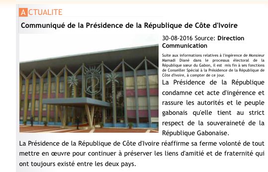 OFridelia's tweet photo. #Gabon Mamadi Diané suspendu de ses fonctions par le président ivoirien pour tentative de corruption de la CENAP https://t.co/SQWurOWC3u