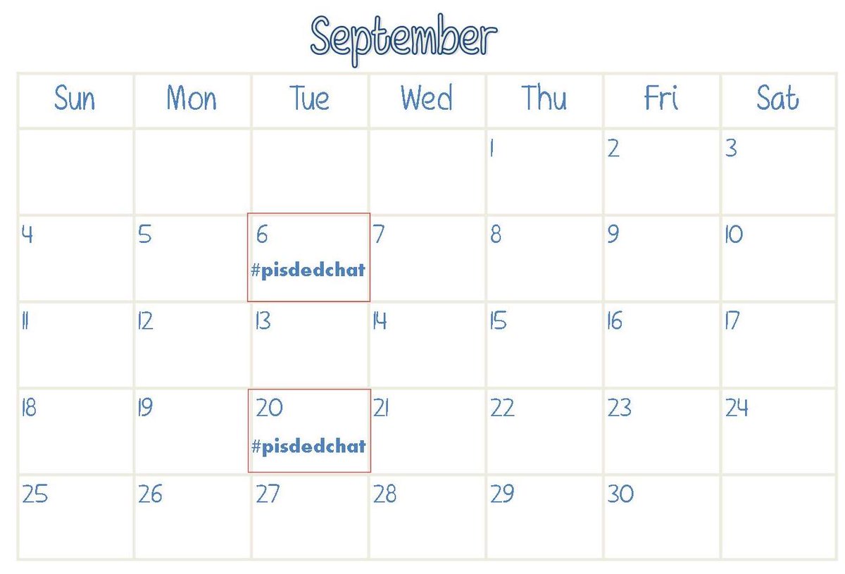 techclara's tweet photo. Mark your calendars! #pisdedchat returns on September 6 and September 20! https://t.co/1BnfKWh2Cu