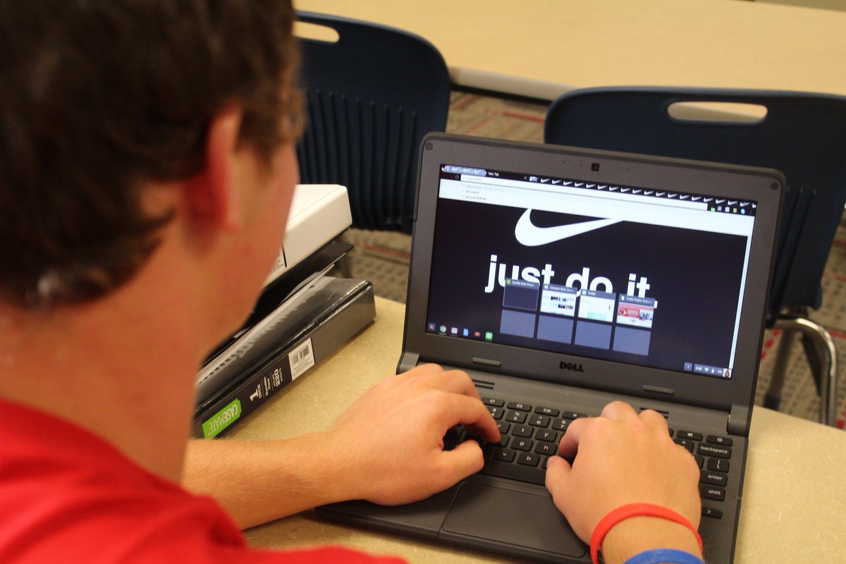 A student works on his new Chromebook during MAP. Students were trained during school by staff. Photo by Aztryd Lima