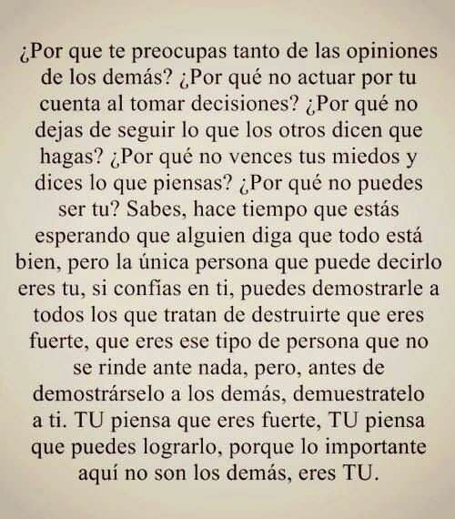 Pilar__HA's tweet photo. ¿Por qué te preocupas tanto por las opiniones de los demás? https://t.co/3SQFrW96x2