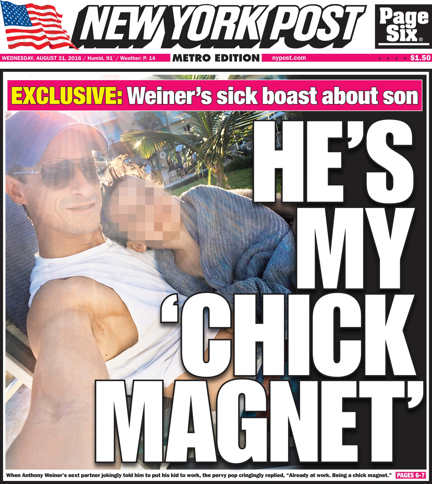 New York Post on Twitter: "Anthony Weiner boasted via sext about using his child as a “chick magnet” https://t.co/ftKT6WR83k https://t.co/IiPpyrot1B" / Twitter