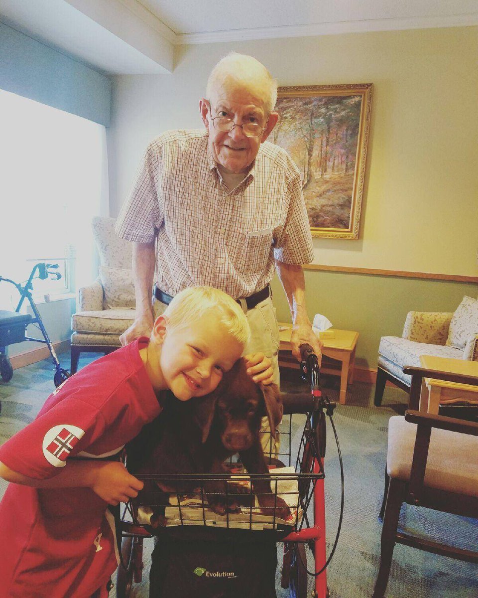 BoydHuppert's tweet photo. First day of kindergarten for Emmett.  He and new puppy meet up with Erling after school.  Looking good E&amp;E! https://t.co/ATicoEqypH