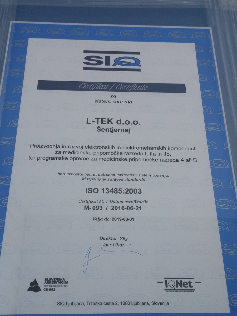 LTEKelektronika's tweet image. A great success for L-TEK. 
ISO13485 certificate
#production #ARMmbed #FireFly