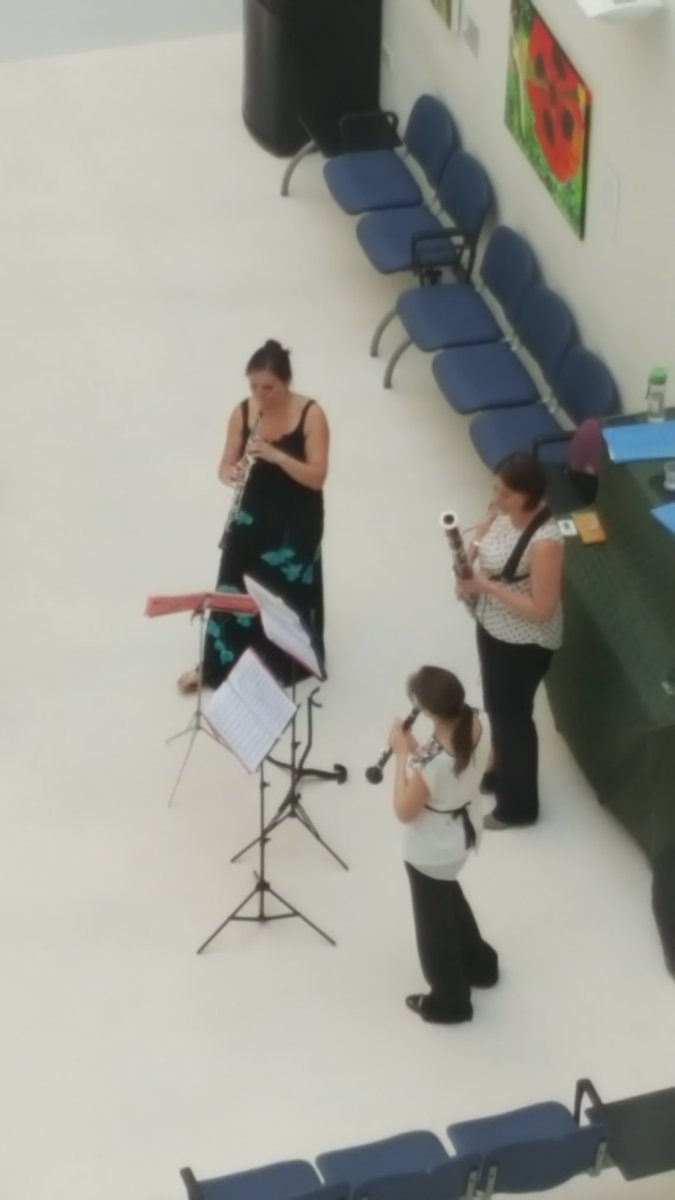 SteveMartlew's tweet photo. Lunch in the atrium today sees the info stall back and a female woodwind trio
#AtriumScenes https://t.co/2NnrUCsLSm